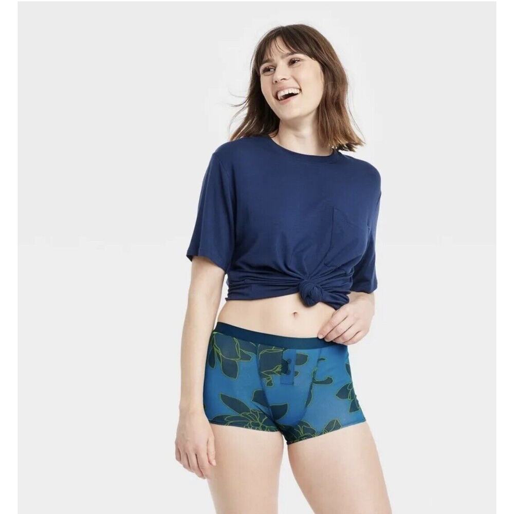 Women's  Boyshort Underwear/ Panties Blue Floral Auden Small NWT